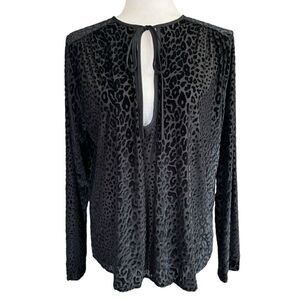 Lloyd Floyd Blouse Women's Animal Print Black V-neck Whimsigoth Witchy Goth Sz 8